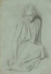 A study of Christina Rosetti posing for Ecce Ancilla Domini by Dante Gabriel Rosetti